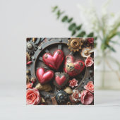 Gothic Steampunk Valentine's Day Foto Template Karte (Stehend Vorderseite)
