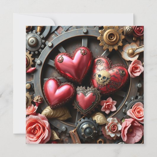 Gothic Steampunk Valentine's Day Foto Template Karte (Vorderseite)