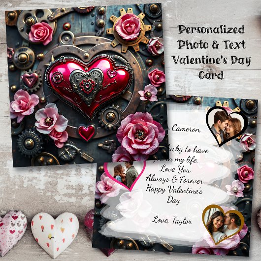 Gothic Steampunk Valentine's Day Foto Template Karte