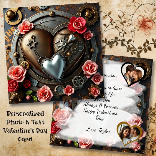 Gothic Steampunk Valentine's Day Foto Template Karte