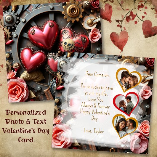 Gothic Steampunk Valentine's Day Foto Template Karte