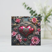 Gothic Steampunk Valentine's Day Foto Template Karte (Stehend Vorderseite)