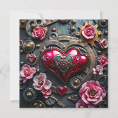 Gothic Steampunk Valentine's Day Foto Template Karte (Vorderseite)