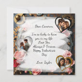 Gothic Steampunk Valentine's Day Foto Template Karte (Rückseite)