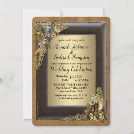 Gothic - Steampunk Wedding on Gold Einladung