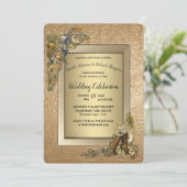 Gothic - Steampunk Wedding on gold leder Einladung (Stehend Vorderseite)