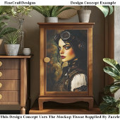 Gothic Steampunk Woman, Industrial EH9L Decoupage Seidenpapier
