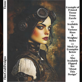 Gothic Steampunk Woman, Industrial EH9R Decoupage Seidenpapier
