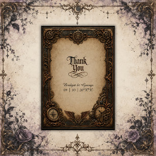 Gothic Steampunk Zahnrad-Uhr Hochzeit Dankeskarte