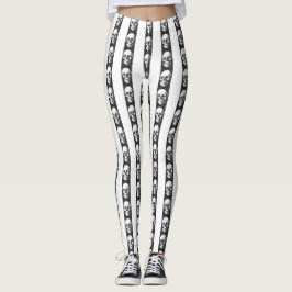 Gothic striped pattern with skulls leggings