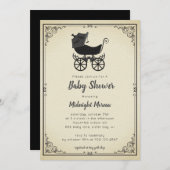 Gothic Stroller Bat Baby Shower Einladung (Vorne/Hinten)