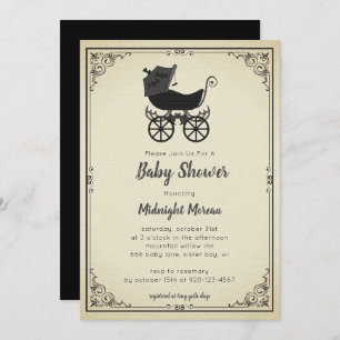 Gothic Stroller Bat Baby Shower Einladung