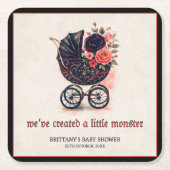 Gothic Stroller Halloween Baby Shower  Rechteckiger Pappuntersetzer (Vorderseite)