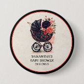 Gothic Stroller Vintage Halloween Baby Shower Button (Vorderseite)