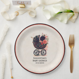 Gothic Stroller Vintage Halloween Baby Shower  Pappteller