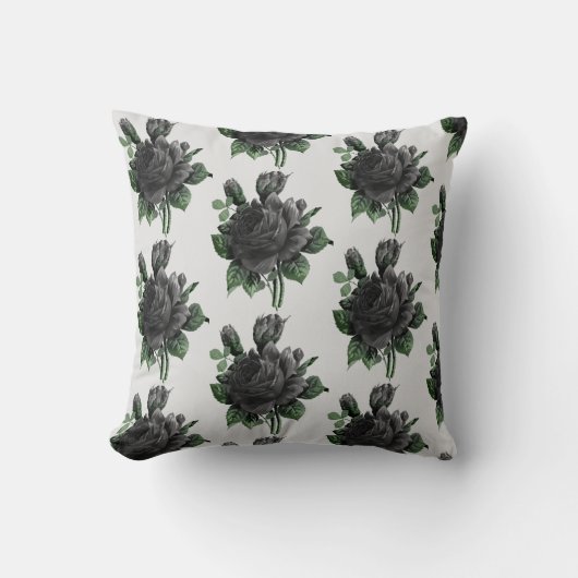 Gothic Style Black Rose Print Kissen (Vorderseite)