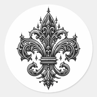 Gothic Style Fleur-de-lis Runder Aufkleber