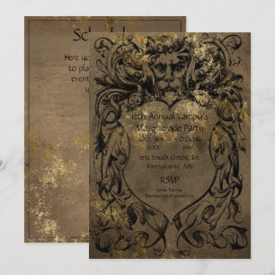 Gothic Style Gold Foil Halloween-Party Einladung