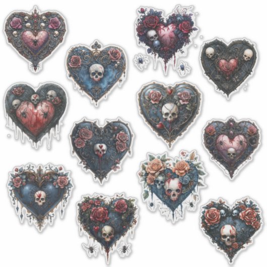 Gothic Style Heart Aufkleber (Vorderseite)