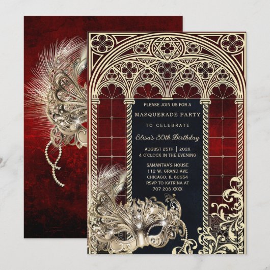 Gothic Style Maskenball Geburtstagsfeier Vorlage (Vorne/Hinten)