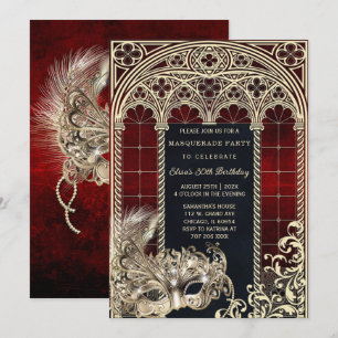Gothic-Style-Maskenball-Geburtstagsfeier-Vorlage Einladung