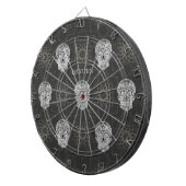 Gothic Sugar Skull and Grey Geometric Pattern Dartscheibe (Vorderseite rechts)