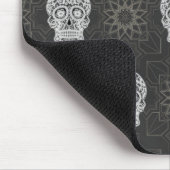 Gothic Sugar Skull and Grey Geometric Pattern Mousepad (Ecke)