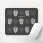 Gothic Sugar Skull and Grey Geometric Pattern Mousepad (Mit Mouse)