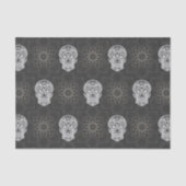Gothic Sugar Skull and Grey Geometric Pattern Seidenpapier (Vorderseite)