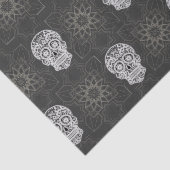 Gothic Sugar Skull and Grey Geometric Pattern Seidenpapier (Ausschnitt)