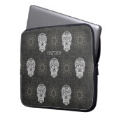 Gothic Sugar Skull and Grey Geometric Personalised Laptopschutzhülle (Vorderseite Links)