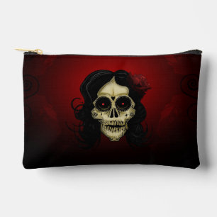 Gothic Sugar Skull Frau rote Rose Tag der Toten  Zubehörtasche