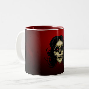 Gothic Sugar Skull Frau rote Rose Tag der Toten Zweifarbige Tasse