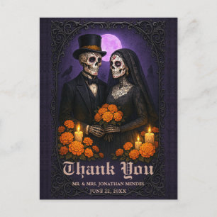 Gothic Sugar Skull Paar Hochzeit Danke Postkarte