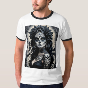 Gothic Sugar Skull Rose Tattoo Shirt