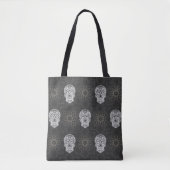 Gothic Sugar Skull und Graues geometrisches Muster Tasche (Vorderseite)