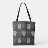 Gothic Sugar Skull und Graues geometrisches Muster Tasche (Rückseite)
