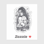 Gothic Sugar Skull Woman Tattoo Art Aufkleber (Blatt)
