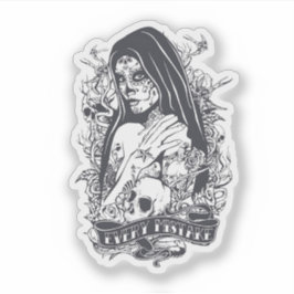Gothic Sugar Skull Woman Tattoo Art Aufkleber