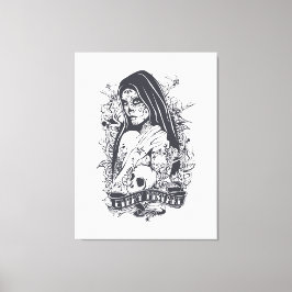Gothic Sugar Skull Woman Tattoo Art Leinwanddruck