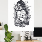 Gothic Sugar Skull Woman Tattoo Art Poster (Heimbüro)