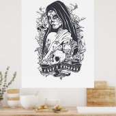 Gothic Sugar Skull Woman Tattoo Art Poster (Küche)