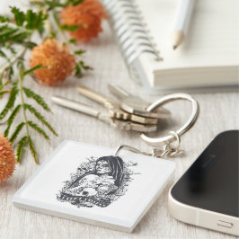 Gothic Sugar Skull Woman Tattoo Art Schlüsselanhänger