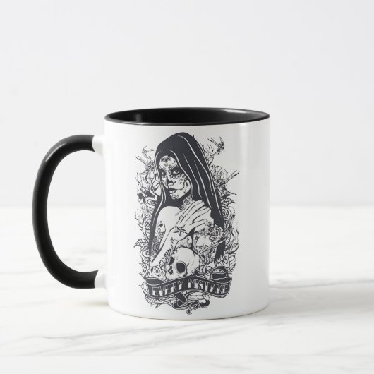 Gothic Sugar Skull Woman Tattoo Art Tasse (Links)