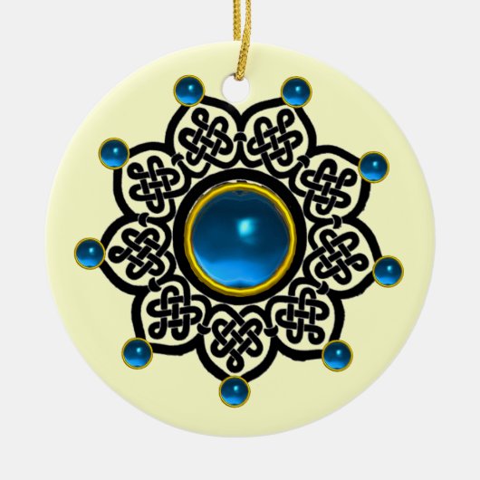GOTHIC SUN Blue Sapphire, Red Ruby Gems Keramik Ornament (Vorne)
