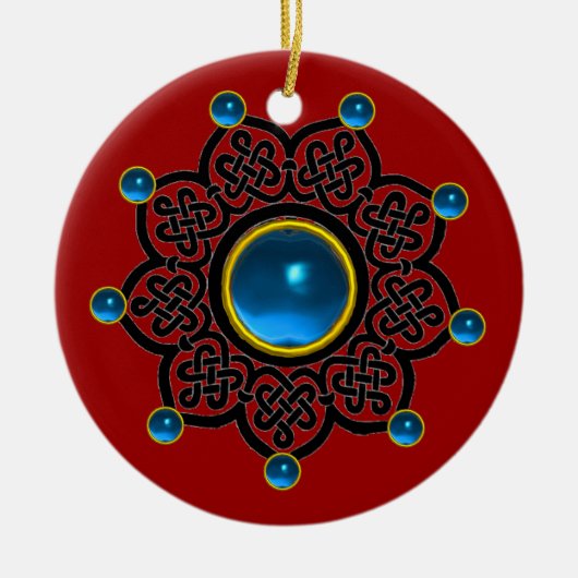 GOTHIC SUN Blue Sapphire, Red Ruby Gems Keramikornament (Vorne)
