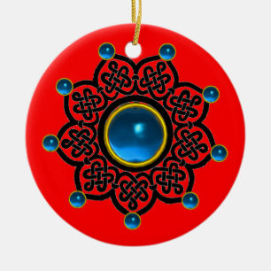 GOTHIC SUN Blue Sapphire, Red Ruby Gems Keramikornament