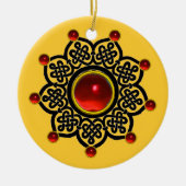 GOTHIC SUN Red Ruby Gem, Gelb Keramik Ornament (Vorne)