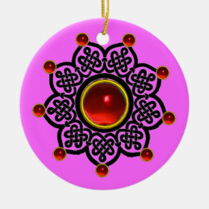 GOTHIC SUN Red Ruby Gem Keramik Ornament