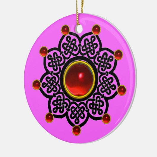GOTHIC SUN Red Ruby Gem Keramik Ornament (Links)